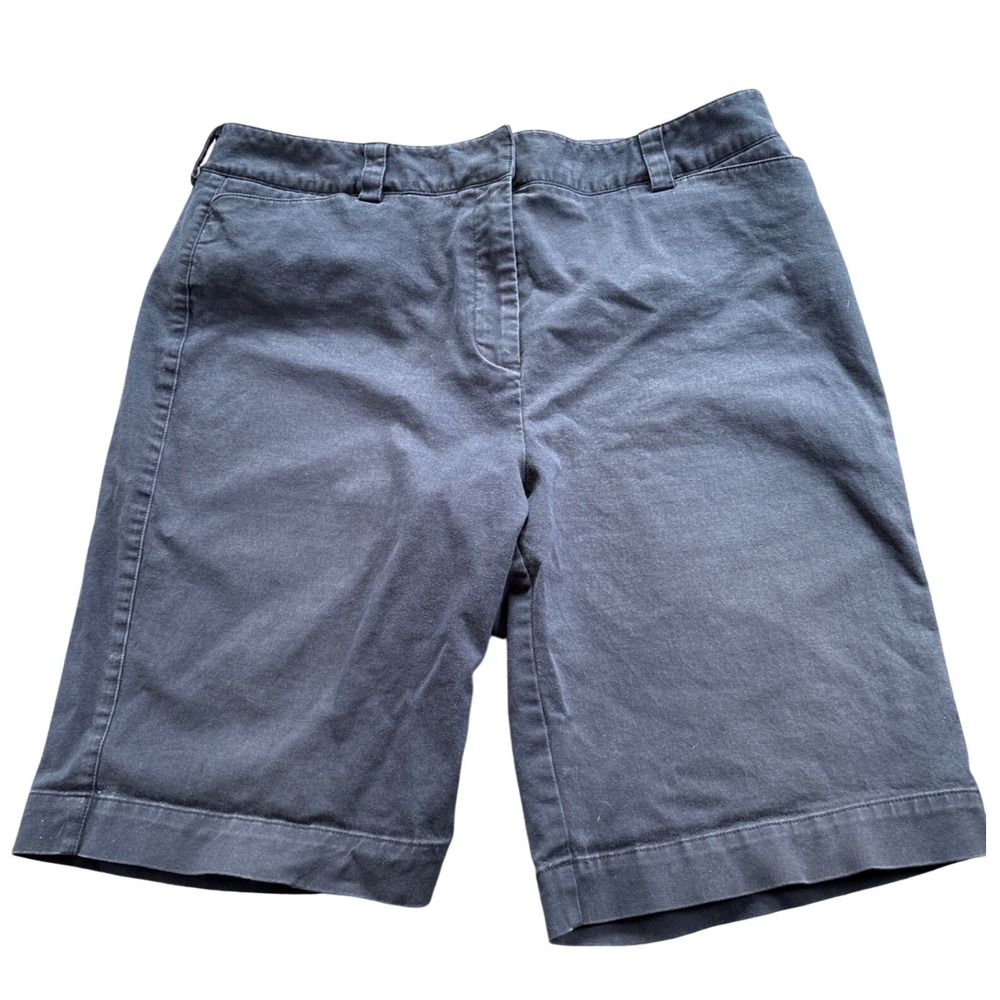 Talbots Petites Navy Blue Chino Preppy Shorts‎ Womens 14P Stretch Cotton Bermuda